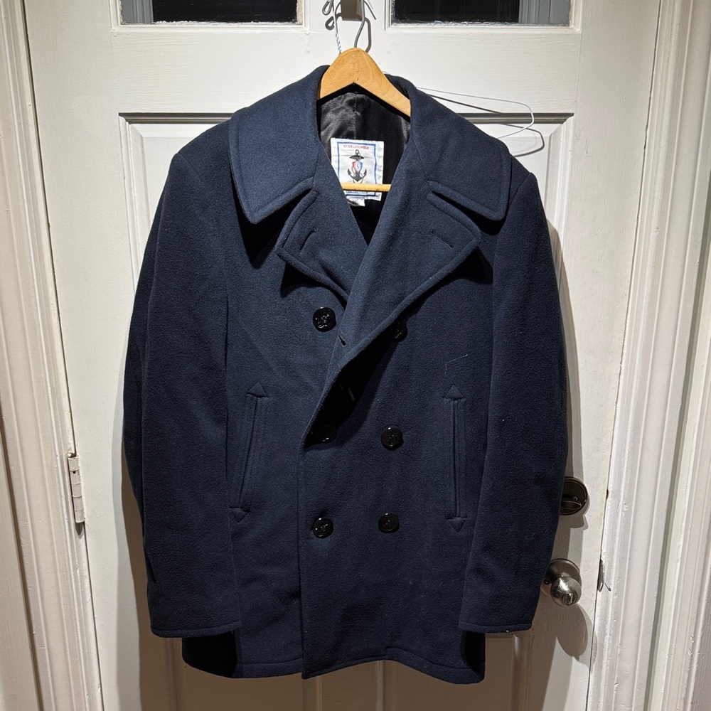 Stylish Double-Breasted Navy Peacoat